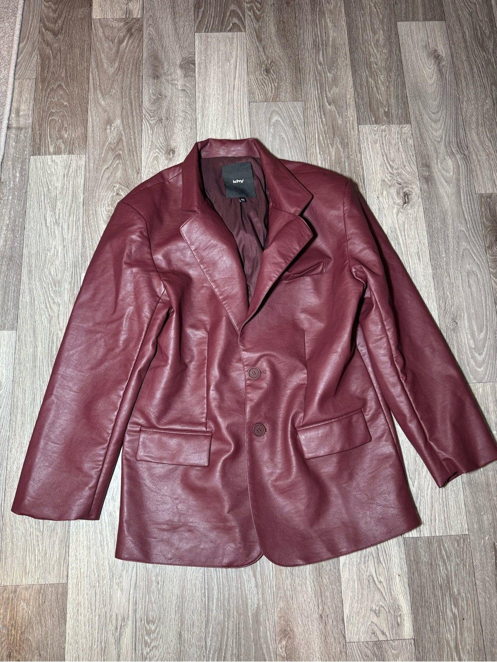 KHY Faux Leather Oversized Blazer Jacket Women's Size Small